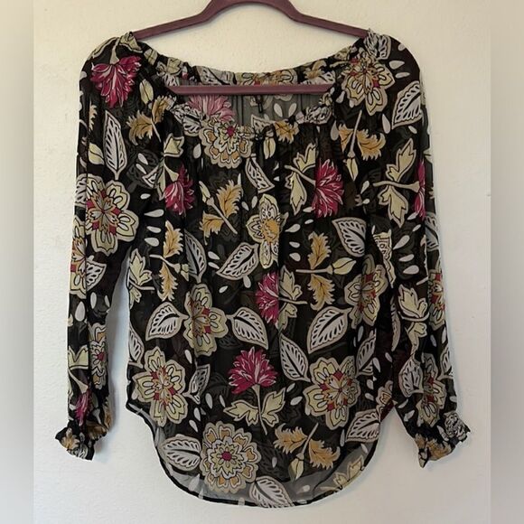 Rag & Bone NWT Sierra Floral Long Sleeve Sheer Blouse Black Multi Size XS - Picture 8 of 14